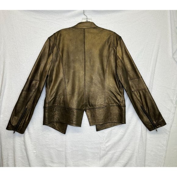 Reba Western Metallic Gold Goat Leather Jacket - Picture 2 of 9